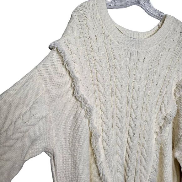 Lane Bryant Fringe Cable Knit Sweater Ivory Cream Plus Size 26/28 - Picture 4 of 10